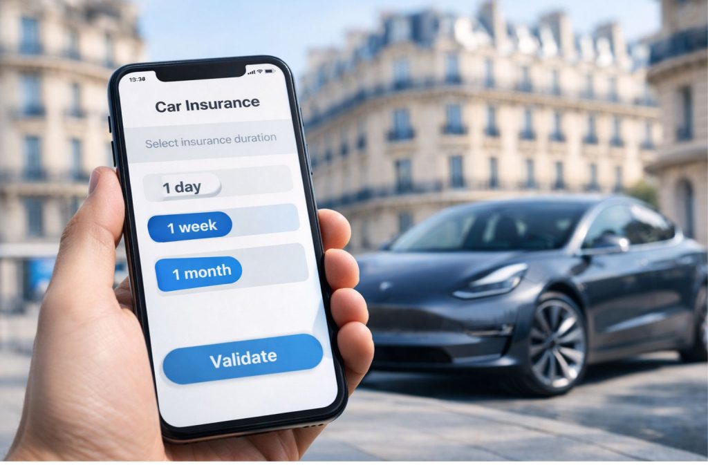 Souscription assurance auto courte durée sur smartphone - choix de la durée en ligne